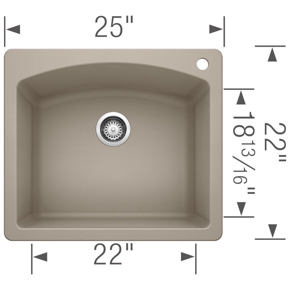 BLANCO Truffle 25 x 22 in. 1 Hole Composite Single Bowl Dual Mount Kitchen Sink 