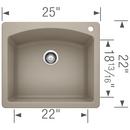 BLANCO Truffle 25 x 22 in. 1 Hole Composite Single Bowl Dual Mount Kitchen Sink 