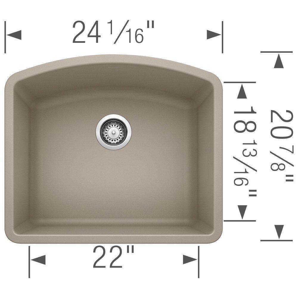 BLANCO Truffle 24 x 20-13/16 in. No Hole Composite Single Bowl Undermount Kitchen Sink 
