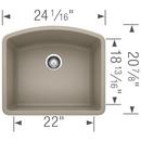 BLANCO Truffle 24 x 20-13/16 in. No Hole Composite Single Bowl Undermount Kitchen Sink 