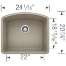 BLANCO Truffle 24 x 20-13/16 in. No Hole Composite Single Bowl Undermount Kitchen Sink 