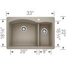 BLANCO Truffle 33 x 22 in. 1 Hole Composite Double Bowl Dual Mount Kitchen Sink 