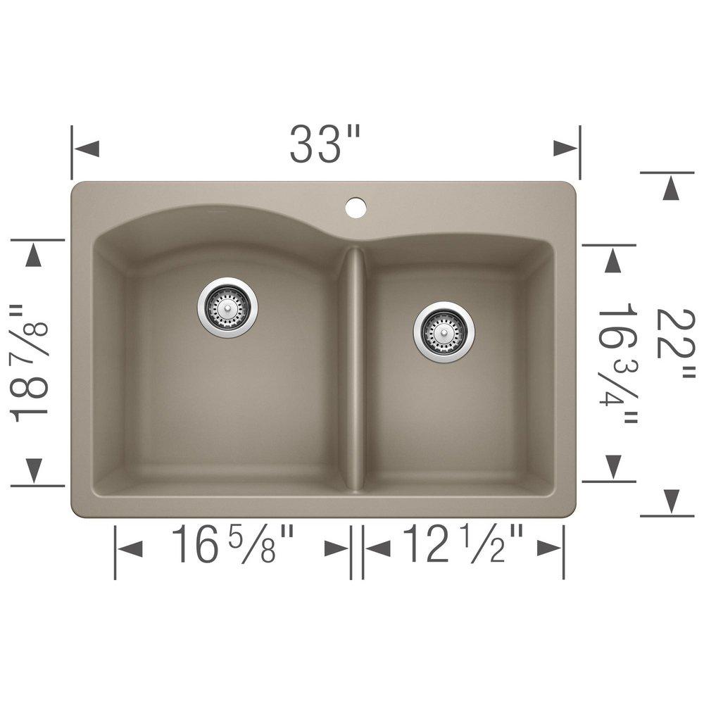 BLANCO Truffle 33 x 22 in. 1 Hole Composite Double Bowl Dual Mount Kitchen Sink 