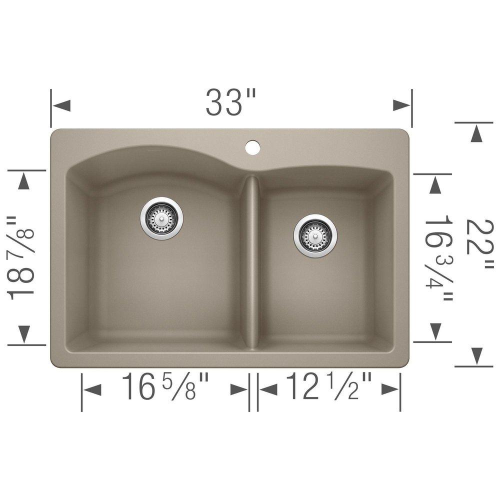 BLANCO Truffle 33 x 22 in. 1 Hole Composite Double Bowl Dual Mount Kitchen Sink 