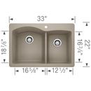 BLANCO Truffle 33 x 22 in. 1 Hole Composite Double Bowl Dual Mount Kitchen Sink 