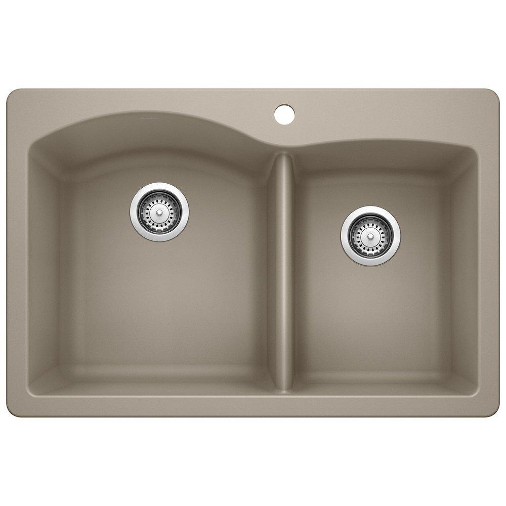 BLANCO Truffle 33 x 22 in. 1 Hole Composite Double Bowl Dual Mount Kitchen Sink 
