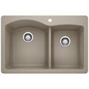 33 x 22 in. 1 Hole Composite Double Bowl Dual Mount Kitchen Sink in Truffle