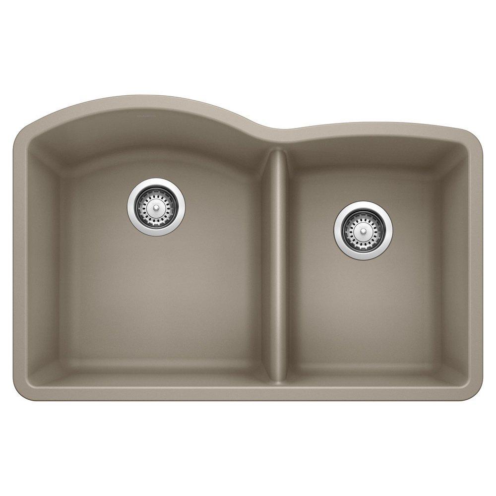 BLANCO Truffle 32 x 20-27/32 in. No Hole Composite Double Bowl Undermount Kitchen Sink 