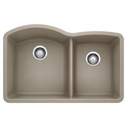 32 in. Undermount Silgranit Double Bowl Kitchen Sink in Truffle