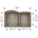 BLANCO Truffle 32 x 20-27/32 in. No Hole Composite Double Bowl Undermount Kitchen Sink 