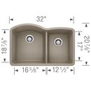 BLANCO Truffle 32 x 20-27/32 in. No Hole Composite Double Bowl Undermount Kitchen Sink 