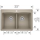 BLANCO Truffle 33 x 22 in. 1 Hole Composite Double Bowl Dual Mount Kitchen Sink 