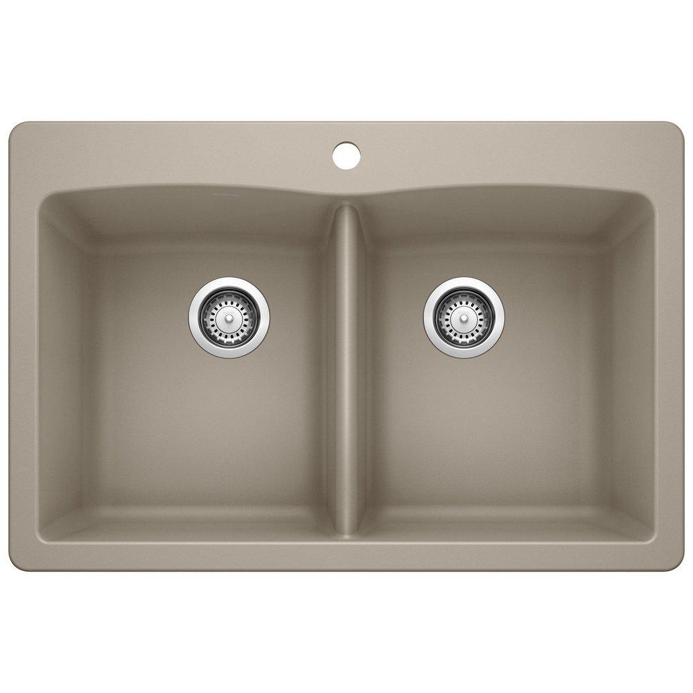 BLANCO Truffle 33 x 22 in. 1 Hole Composite Double Bowl Dual Mount Kitchen Sink 