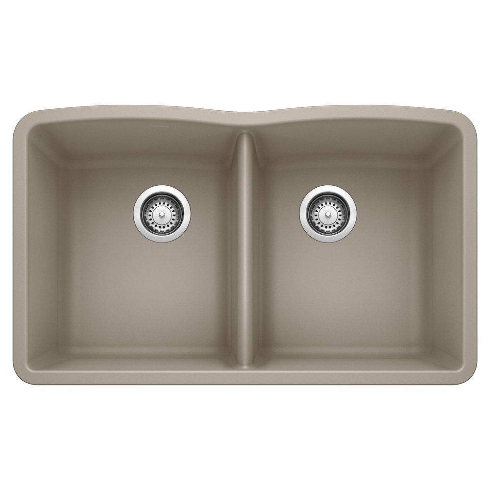 BLANCO Truffle 32 x 19-1/4 in. No Hole Composite Double Bowl Undermount Kitchen Sink 