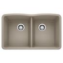 BLANCO Truffle 32 x 19-1/4 in. No Hole Composite Double Bowl Undermount Kitchen Sink 