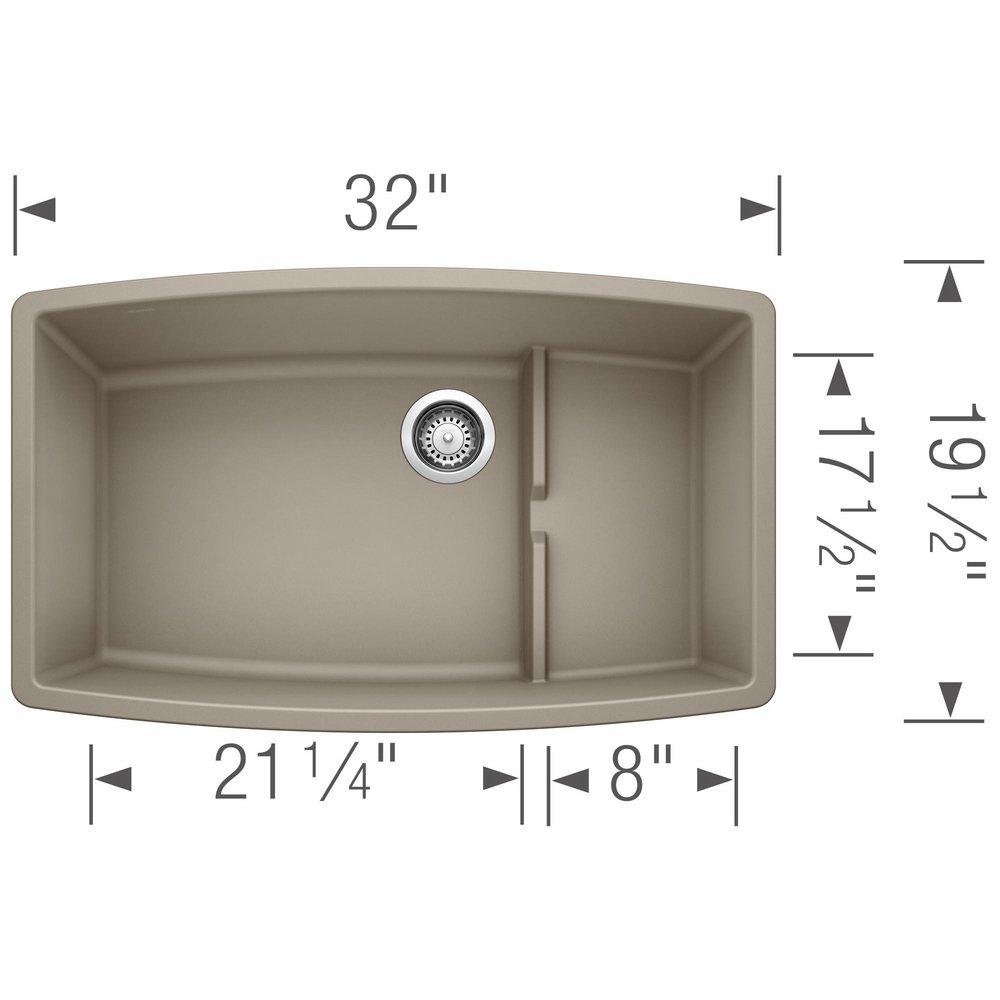BLANCO Truffle 32 x 19-1/2 in. No Hole Composite Double Bowl Undermount Kitchen Sink 