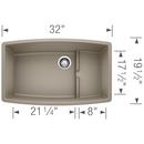BLANCO Truffle 32 x 19-1/2 in. No Hole Composite Double Bowl Undermount Kitchen Sink 