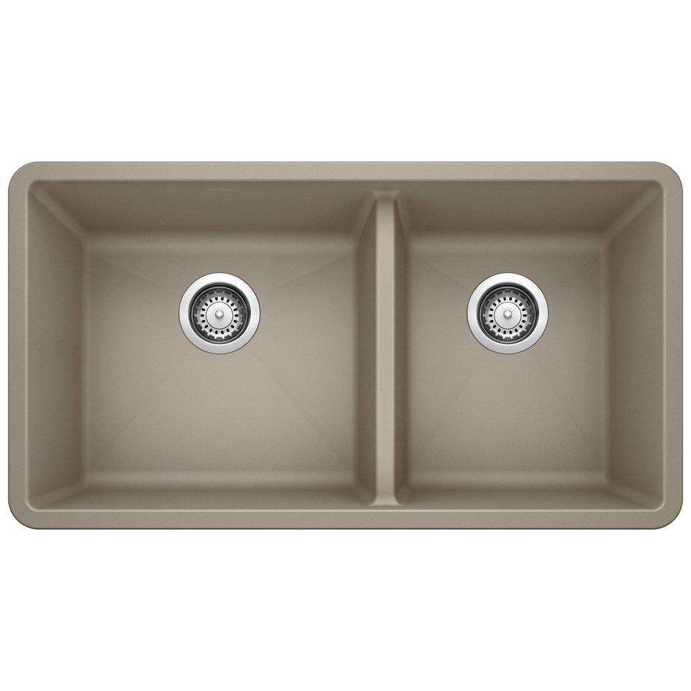 BLANCO Truffle 33 x 18 in. No Hole Composite Double Bowl Undermount Kitchen Sink 