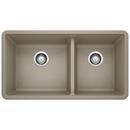 33 x 18 in. No Hole Composite Double Bowl Undermount Kitchen Sink in Truffle
