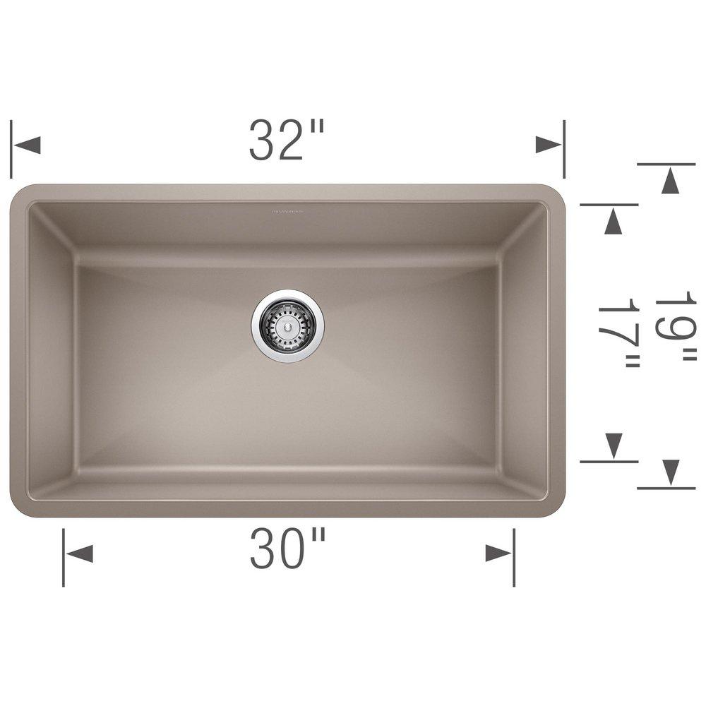 BLANCO Truffle 32 x 19 in. No Hole Composite Single Bowl Undermount Kitchen Sink 