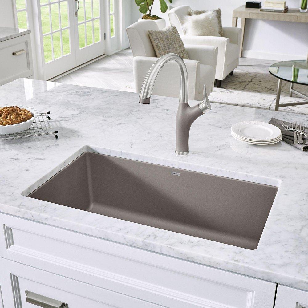 BLANCO Truffle 32 x 19 in. No Hole Composite Single Bowl Undermount Kitchen Sink 