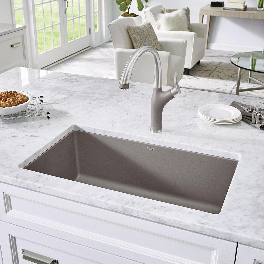 BLANCO Truffle 32 x 19 in. No Hole Composite Single Bowl Undermount Kitchen Sink 