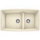 33 x 19 in. No Hole Composite Double Bowl Undermount Kitchen Sink in Biscuit