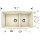 BLANCO Biscuit 33 x 19 in. No Hole Composite Double Bowl Undermount Kitchen Sink 