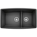 33 x 19 in. No Hole Composite Double Bowl Undermount Kitchen Sink in Anthracite