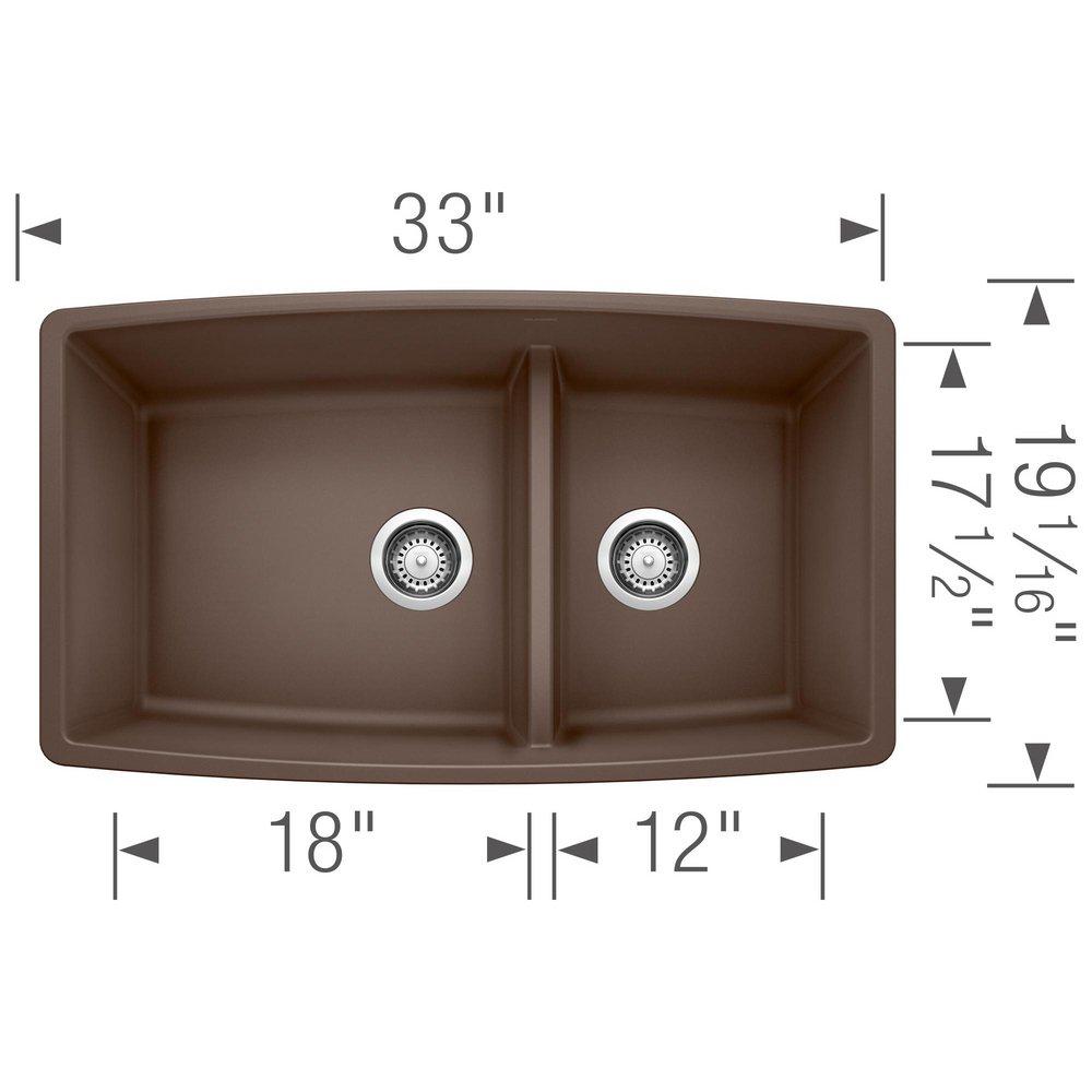 BLANCO Café 33 x 19 in. No Hole Composite Double Bowl Undermount Kitchen Sink 
