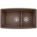 33 x 19 in. No Hole Composite Double Bowl Undermount Kitchen Sink in Cafe Brown
