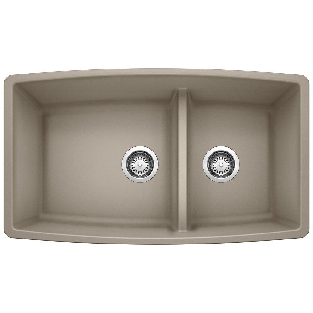 BLANCO Truffle 33 x 19 in. No Hole Composite Double Bowl Undermount Kitchen Sink 