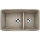 33 x 19 in. No Hole Composite Double Bowl Undermount Kitchen Sink in Truffle