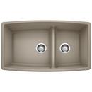 BLANCO Truffle 33 x 19 in. No Hole Composite Double Bowl Undermount Kitchen Sink 