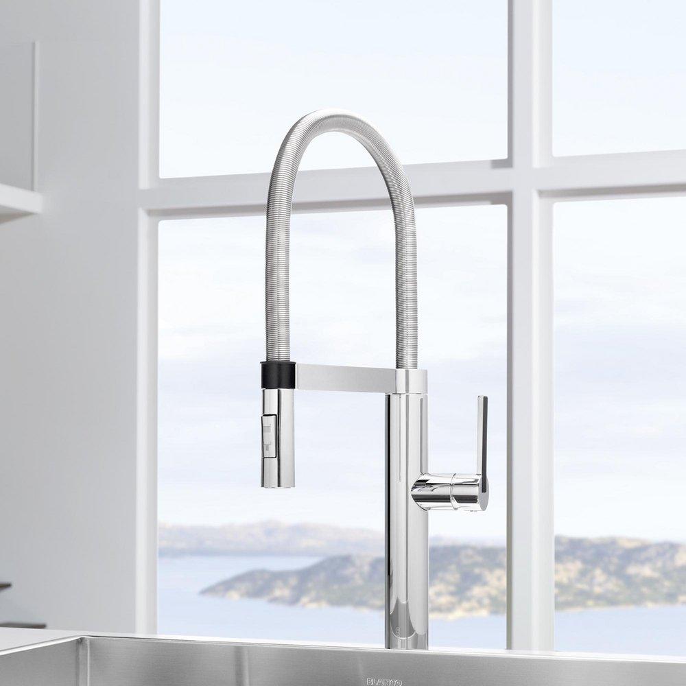 BLANCO Chrome Single Handle Pull Down Kitchen Faucet 