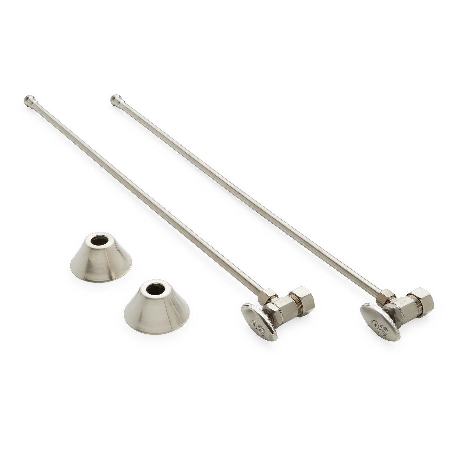 Signature Hardware Brushed Nickel 5/8 x 3/8 x 20 in. Angle Stop Sink Supply Kit 