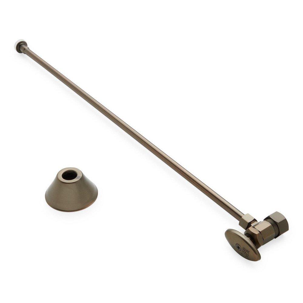 Signature Hardware Oil Rubbed Bronze 5/8 x 3/8 x 20 in. Angle Supply Kit in Brushed Nickel 