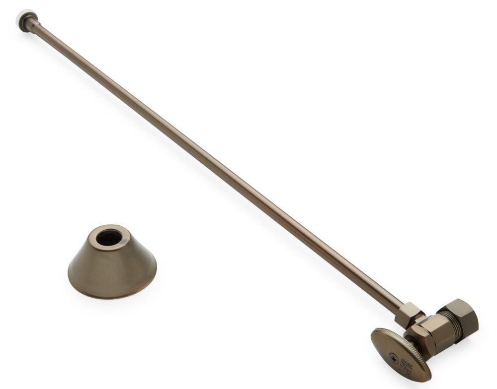 Signature Hardware Oil Rubbed Bronze 5/8 x 3/8 x 20 in. Angle Supply Kit in Brushed Nickel 