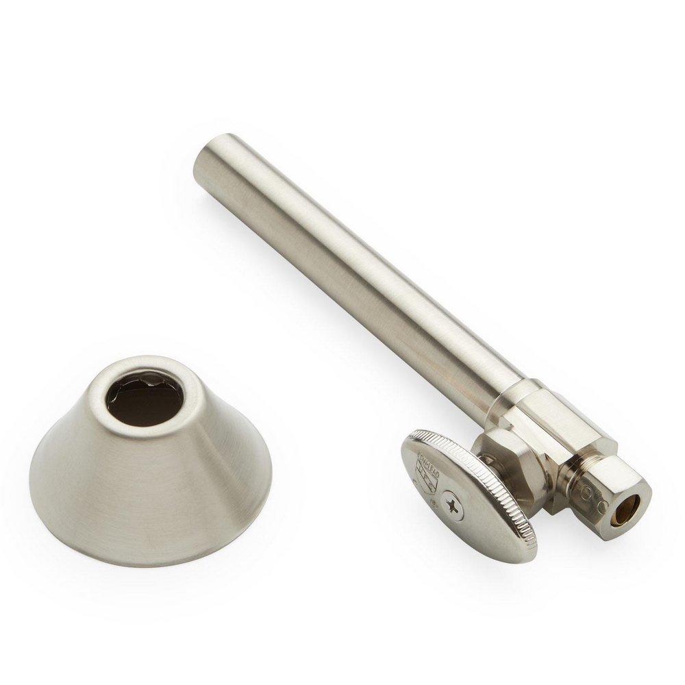 Signature Hardware Brushed Nickel 1/2 x 3/8 x 6-9/16 in. Straight Stop Toilet Supply Kit 