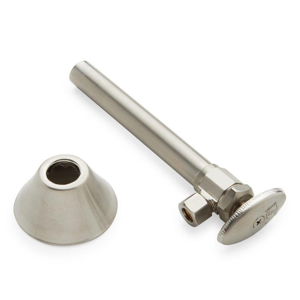 Signature Hardware Brushed Nickel 1/2 x 3/8 x 6-9/16 in. Angle Stop Toilet Supply Kit 