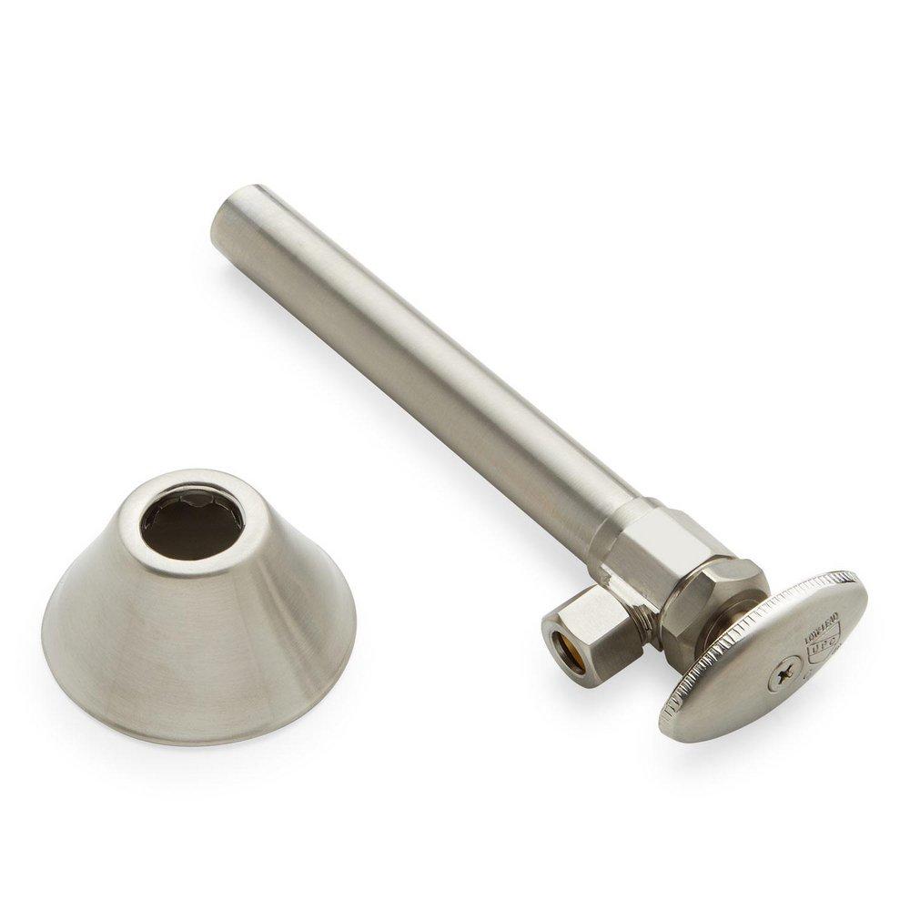 Signature Hardware Brushed Nickel 1/2 x 3/8 x 6-9/16 in. Angle Stop Toilet Supply Kit 