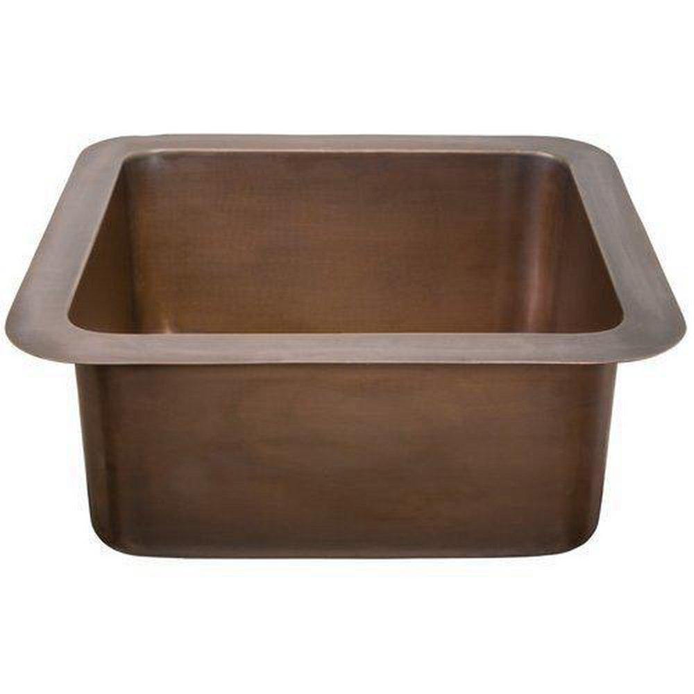 Thompson Antique Hammered Copper 21 x 19 in. Drop-in and Undermount Copper Bar Sink 