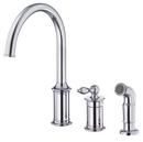 3-Hole Kitchen Faucet with Single Lever Handle and Sidespray in Polished Chrome