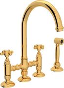 ROHL&reg; Inca Brass Two Handle Bridge Kitchen Faucet 