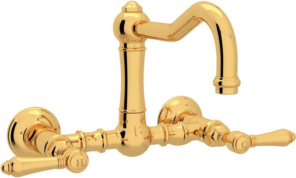 ROHL&reg; Inca Brass 1.5 gpm Metal Double Lever Handle Kitchen Bridge Faucet 