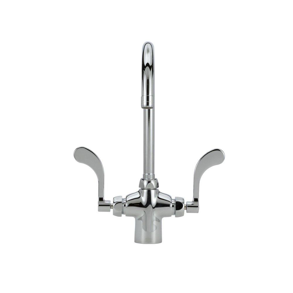 Zurn Polished Chrome 1-Hole Double Lever Handle Lab Faucet 5-3/8 in. Rigid or Swing Gooseneck Spout 
