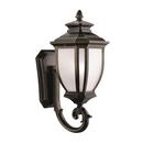 10-3/4 in. 100W 1-Light Outdoor Wall Sconce with White Linen Glass in Rubbed Bronze