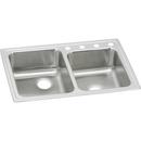 33 x 22 in. 4 Hole Stainless Steel Double Bowl Drop-in Kitchen Sink in Lustrous Satin