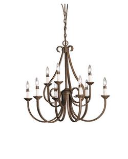 60W 9-Light Candelabra Incandescent Chandelier in Tannery Bronze