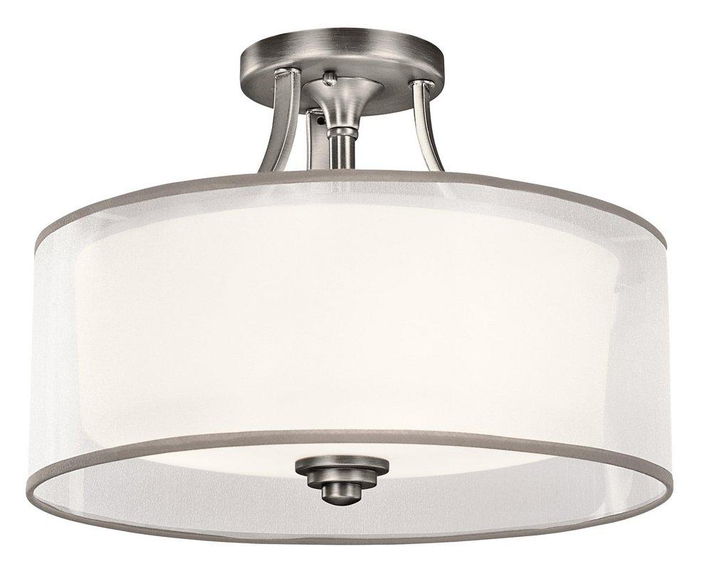 Kichler Lighting Antique Pewter 75W 3-Light Medium Semi-Flush Mount Ceiling Fixture 